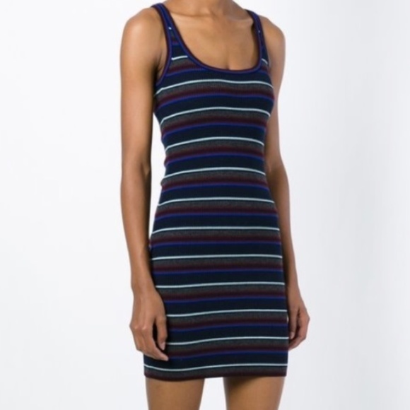 T by Alexander Wang Striped Knit Tank Designer Dress - Picture 2 of 6